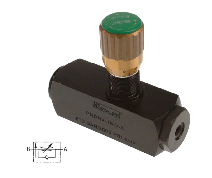 PNDRV-16-V-U : Stauff Pressure Comp Flow Control, #12 SAE (3/4"), 5000psi, Carbon Steel