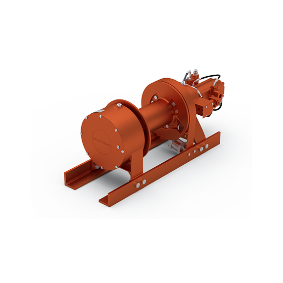 15BEX5L5G : DP Winch, 15,000lb Bare Drum Pull, Base with Tensioner, Manual Kickout/Spring Engage, CCW, Two Speed, Less than 25GPM, 12VDC, 5.5" Barrel x 13.19" Length x 12.75" Flange