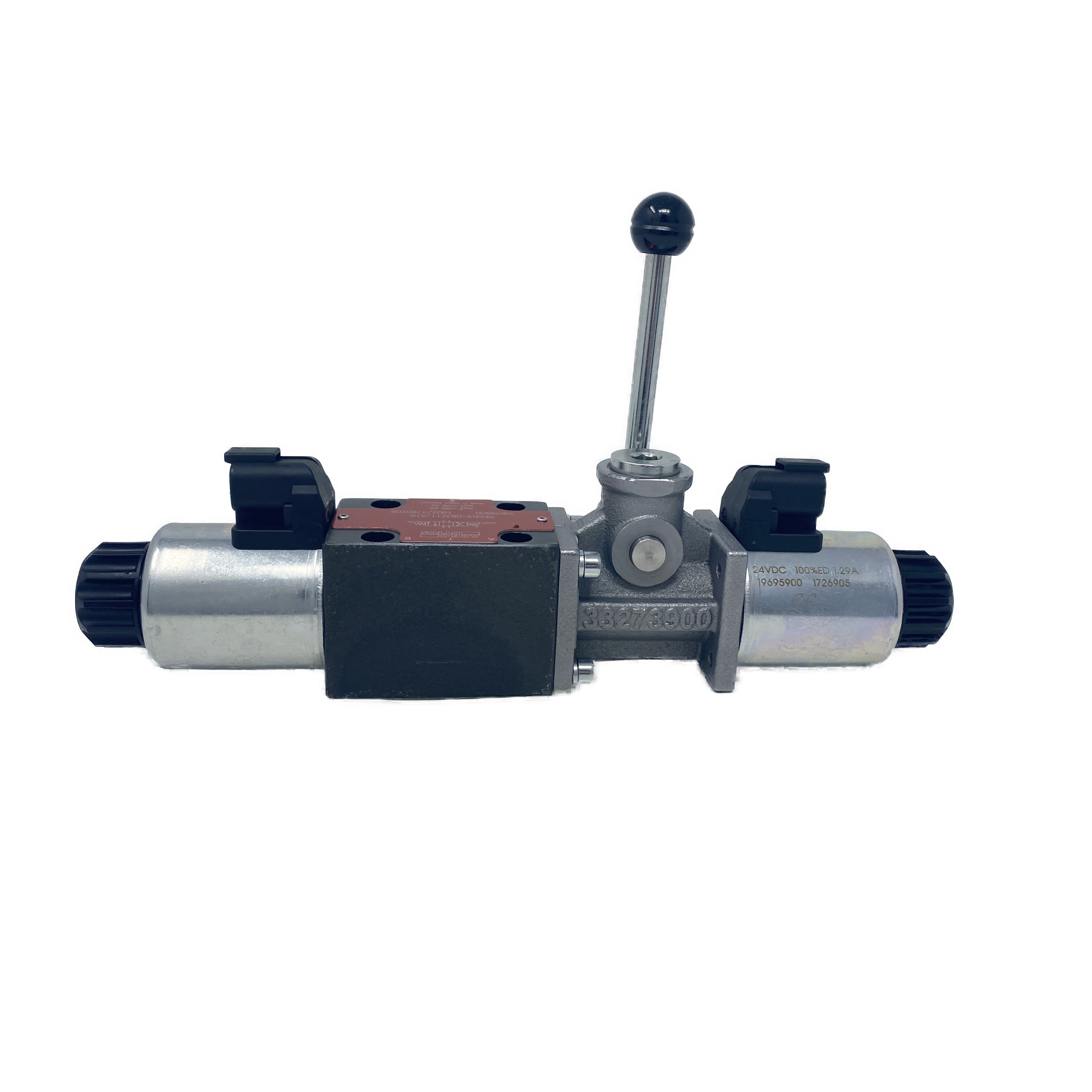 RPER3-063Z11/01200E12A/A19 : Argo Directional Control Valve w/ Override Lever, D03, 21GPM, 5100psi, 3P4W, 12 VDC, Deutsch, Spring Centered, Cylinder Spool