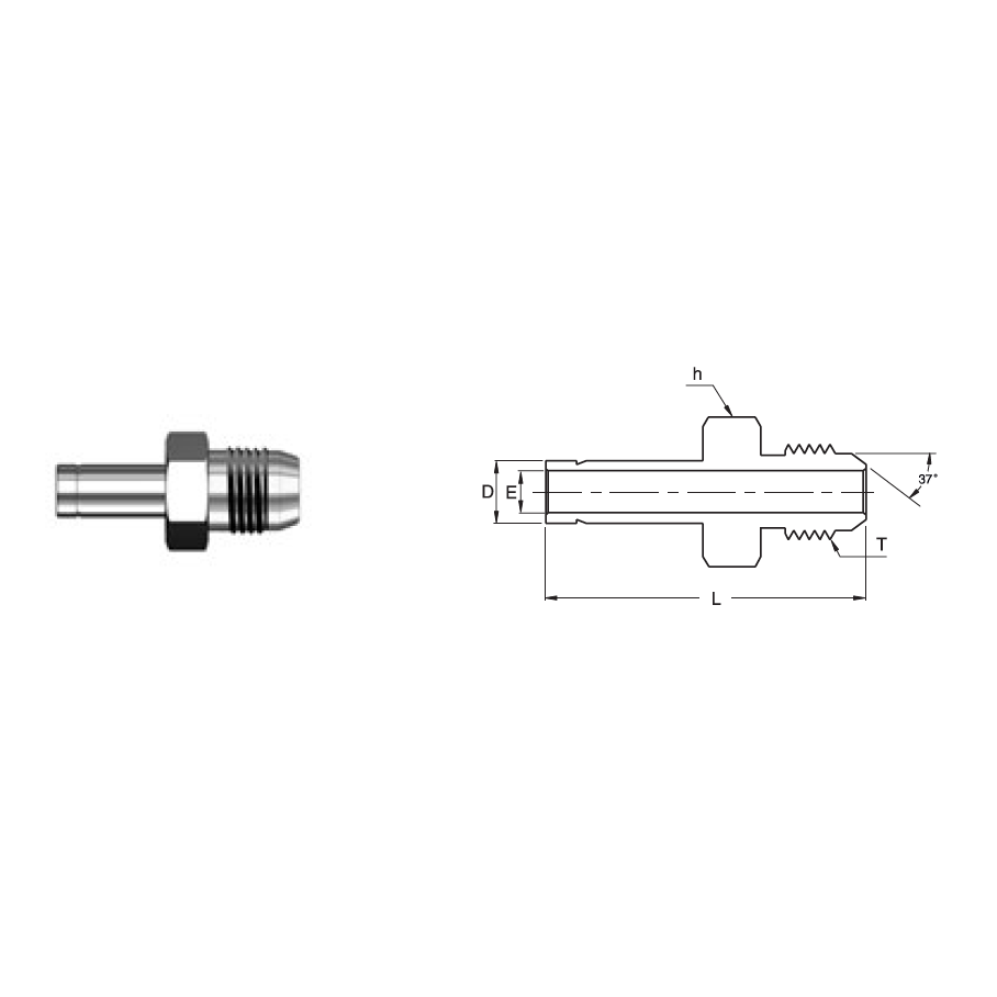 SAA 6-6U : Superlok 3/8" Tube Stub X 3/8" Male JIC Adapter