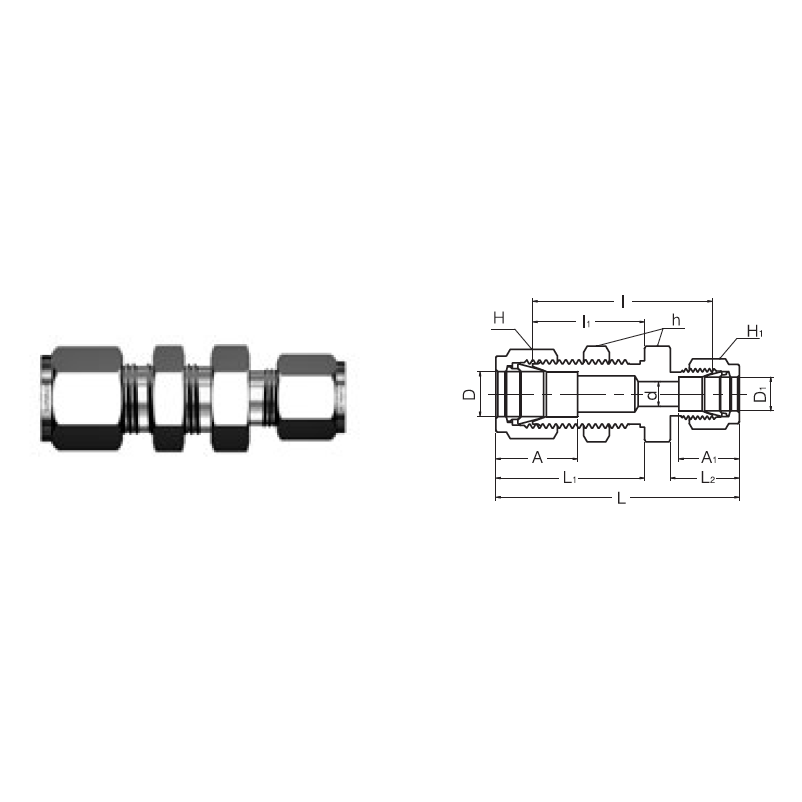 SBHRU 6M-4 : Superlok 6mm O.D. Tube X 1/4" O.D. Tube Bulkhead Reducing Union