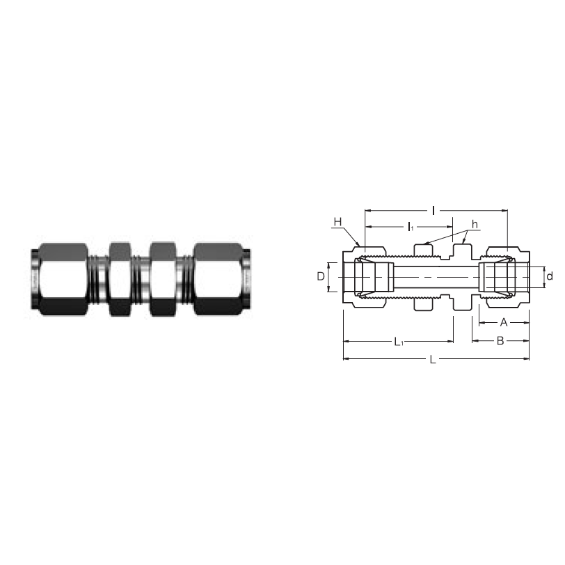 SBHU-14M : Superlok 14mm O.D. Tube Bulkhead Union