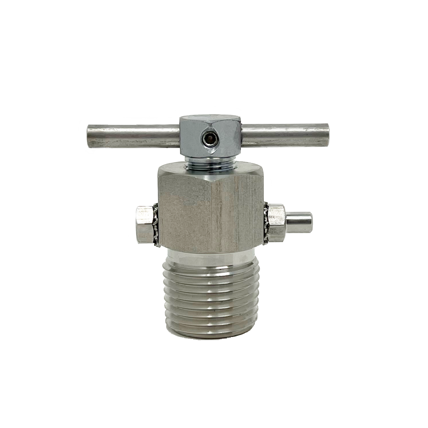 SBLV-M-8N-BH : Superlok Bleed Vent Valve, 1/2" MNPT, Back-Stop Screw, Vent Tube, Bar Handle