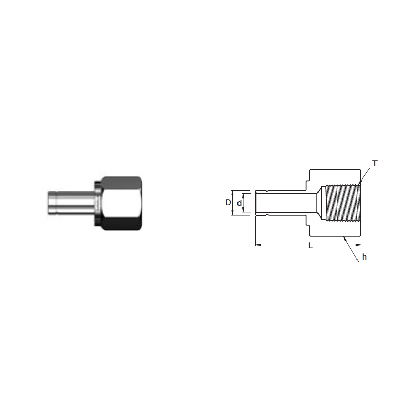 SFA 8-4N : Superlok 1/2" Tube Stub X 1/4" Female NPT Adapter