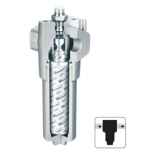 SFA-014-G-03-B-T-U12-B-A : Stauff Inline Filter, 2320psi, #12 SAE (3/4"), 5 Micron, With Visual Indicator, With Bypass