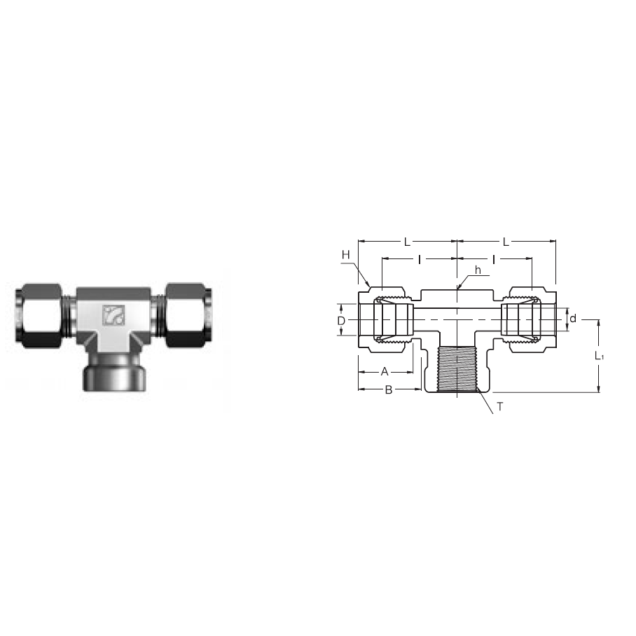 SFBT 6-6N : Superlok 3/8" O.D. Tube X 3/8" Female NPT Branch Tee