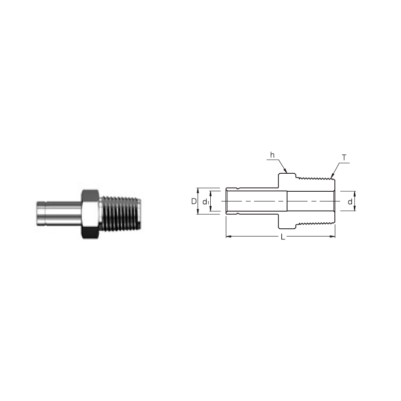 SMA 6-4N : Superlok 3/8" Tube Stub X 1/4" Male NPT Adapter