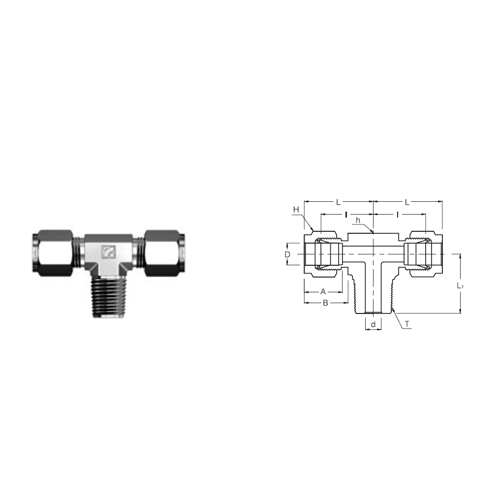 SMBT 6-6N : Superlok 3/8" O.D. Tube X 3/8" Male NPT Branch Tee