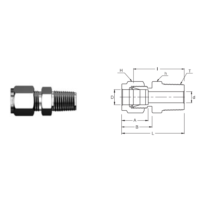 SMC 1-1N : Superlok 1/16" O.D. Tube X 1/16" Male NPT Connector