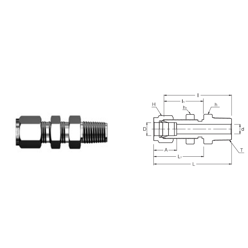 SBMC 6-6N : Superlok 3/8" O.D. Tube X 3/8" Male NPT Bulkhead Male Connector