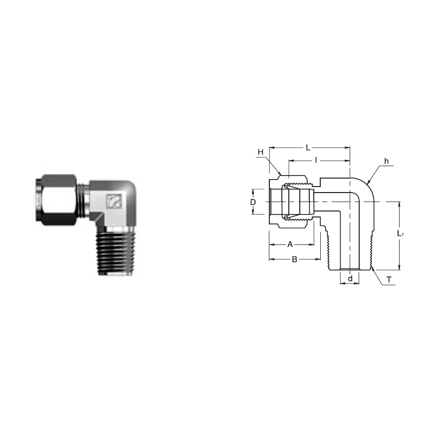 SME 8-8N : Superlok 1/2" O.D. Tube X 1/2" Male NPT 90-Degree Male Elbow