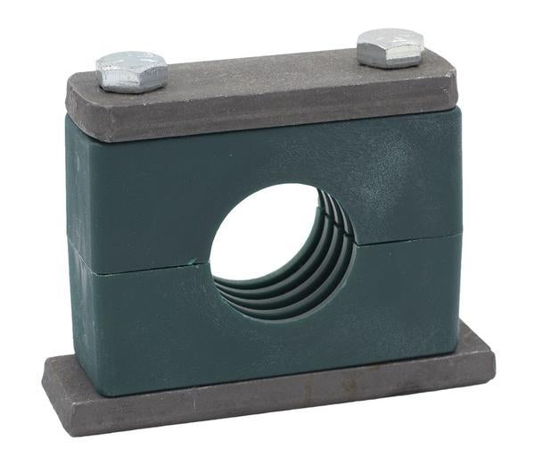 SPAL-3016-PP-DPAL-AS-U-W15 : Stauff Clamp, Single Weld Plate, Heavy, 0.625 inch (16mm) OD, for 5/8" Tube, Green PP Insert, Profiled Interior, Carbon Steel