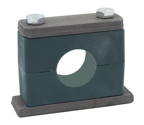 SPAL-4021.3-PP-H-DPAL-AS-U-W15 : Stauff Clamp, Single Weld Plate, Heavy, 0.84" (21.3mm) OD, for 1/2" Pipe, Green PP Insert, Smooth Interior, Carbon Steel