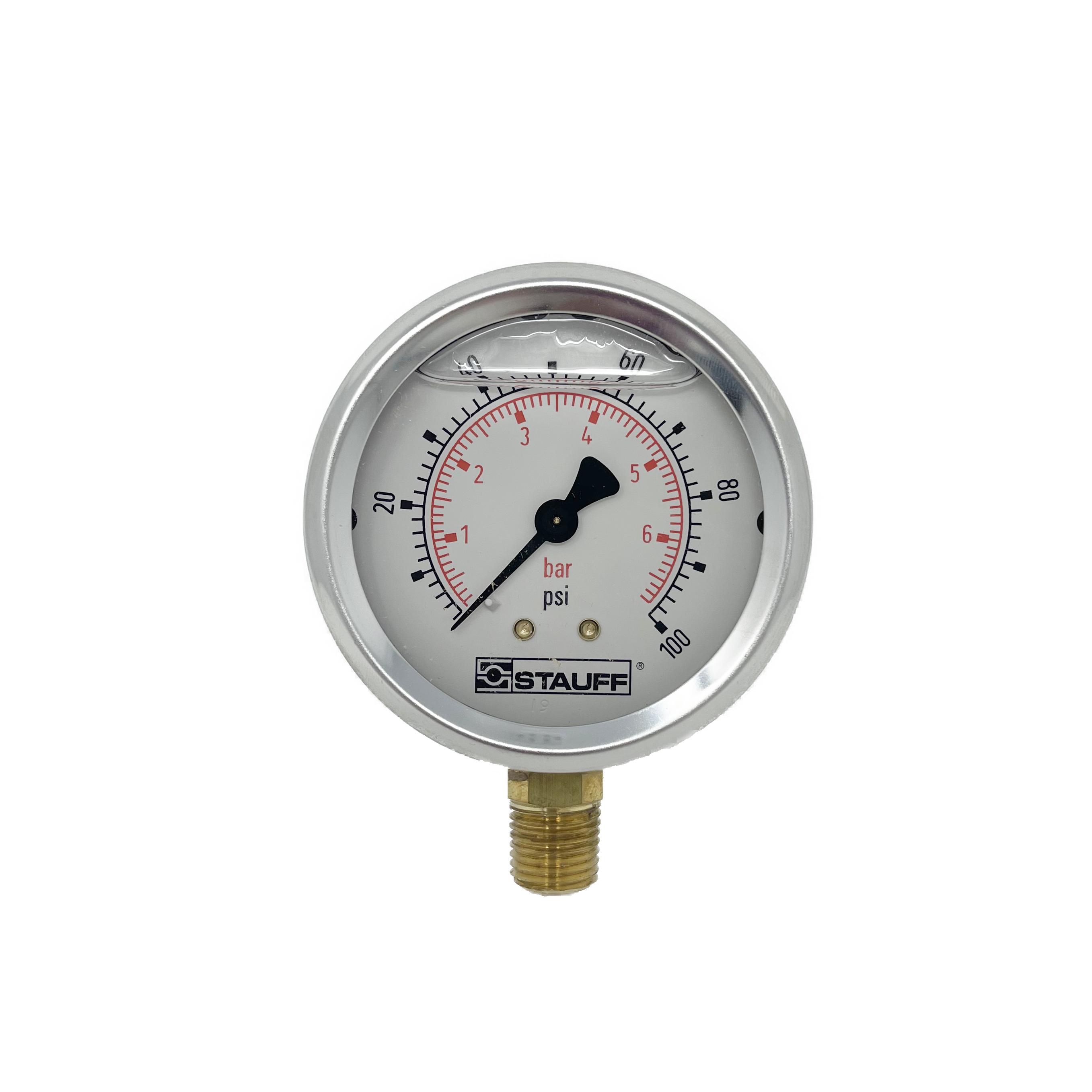 SPG-063-00300-05-P-N04 : Stauff Pressure Gauge, 2.5" Face, 0-300psi, 1/4" NPT, Center Back