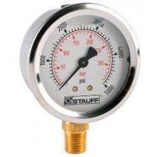 SPG-063-00015-05-S-N04 : Stauff Pressure Gauge, 2.5" Face, 0-15psi, 1/4" NPT, Stem Mount