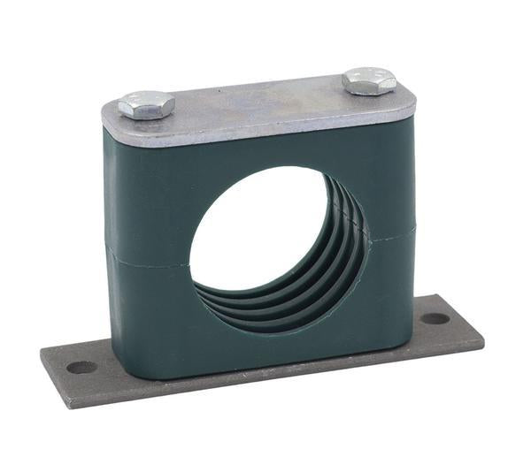 SPV-760.3-PP-DP-AS-U-W5 : Stauff Clamp, Elongated Weld Plate, 2.37" (60.3mm) OD, for 2" Pipe, Green PP Insert, Profiled Interior, 316SS