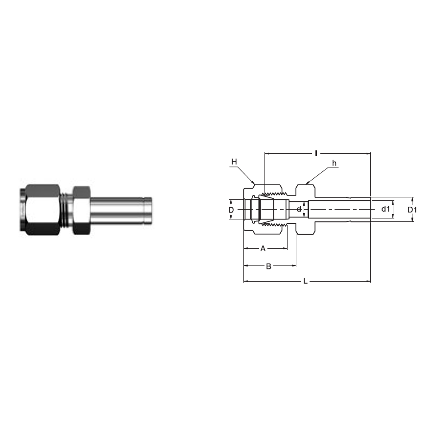 SR 6-4 : Superlok 3/8" O.D. Tube X 1/4" Tube Stub Reducer