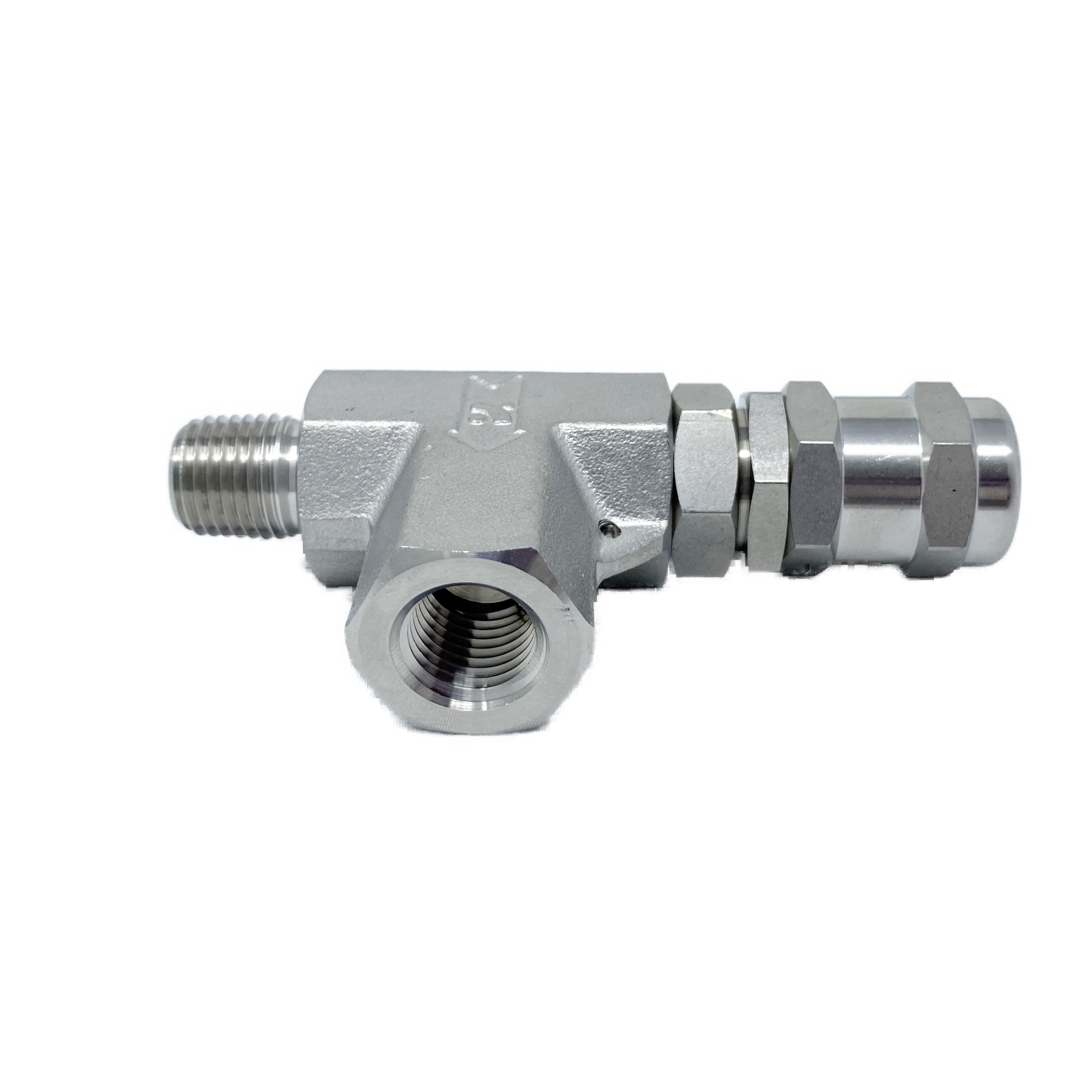 SRVH-MF-8N : Superlok Inline Relief Valve, 1/2" MNPT X 1/2" FNPT, 6000psi, 316SS, No Spring