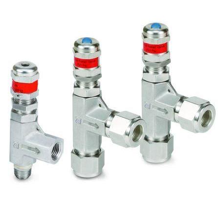 SRVL-MS-4N-4 : Superlok Inline Relief Valve, 1/4" Male Npt X 1/4" O.D. Tube, Angle Pattern, 300psi, 316SS, No Spring