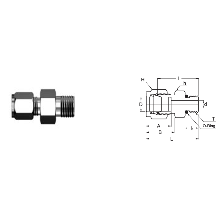 SSMC 6-8U : Superlok 3/8" O.D. Tube X #8 (1/2") Male SAE ORB Connector With O-Ring