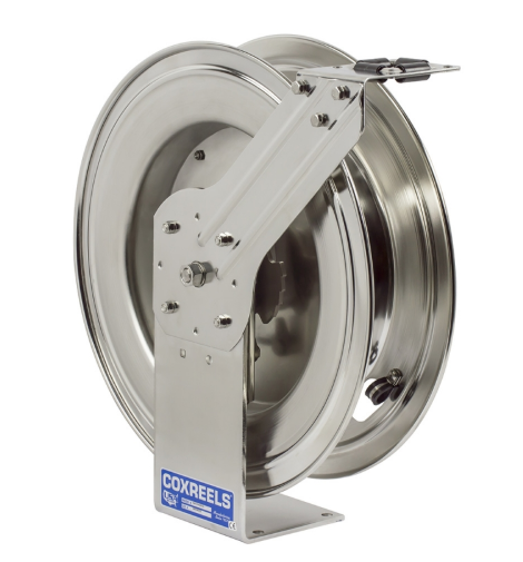 SHL-N-350-SS : Coxreels SHL-N-350-SS Stainless Steel Spring Rewind Hose Reel, 3/8" ID, 50' capacity, NO HOSE, 300psi