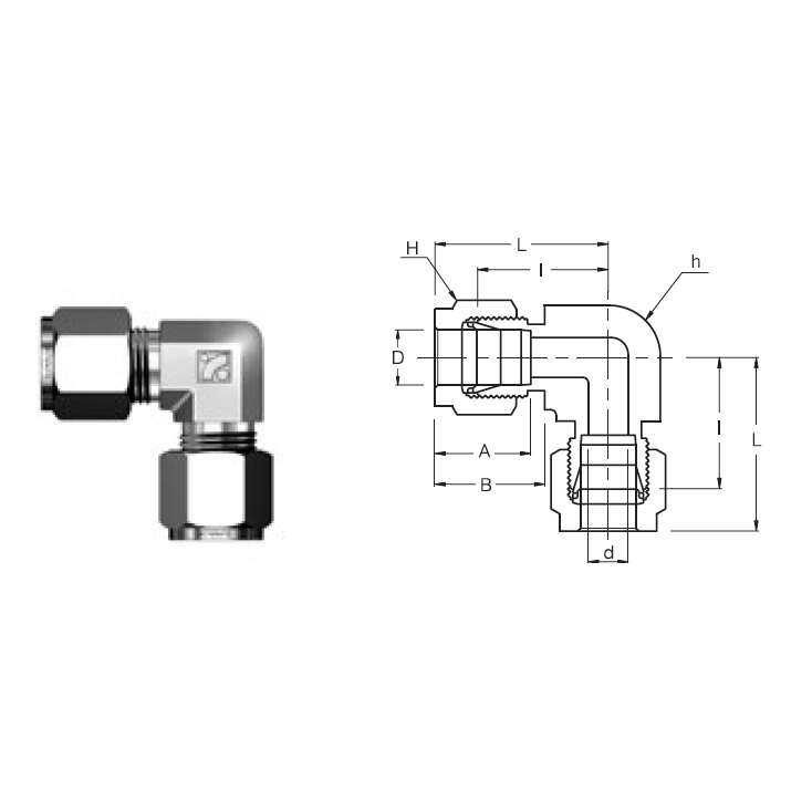 SUE-16 : Superlok 1" O.D. Tube 90-Degree Union Elbow