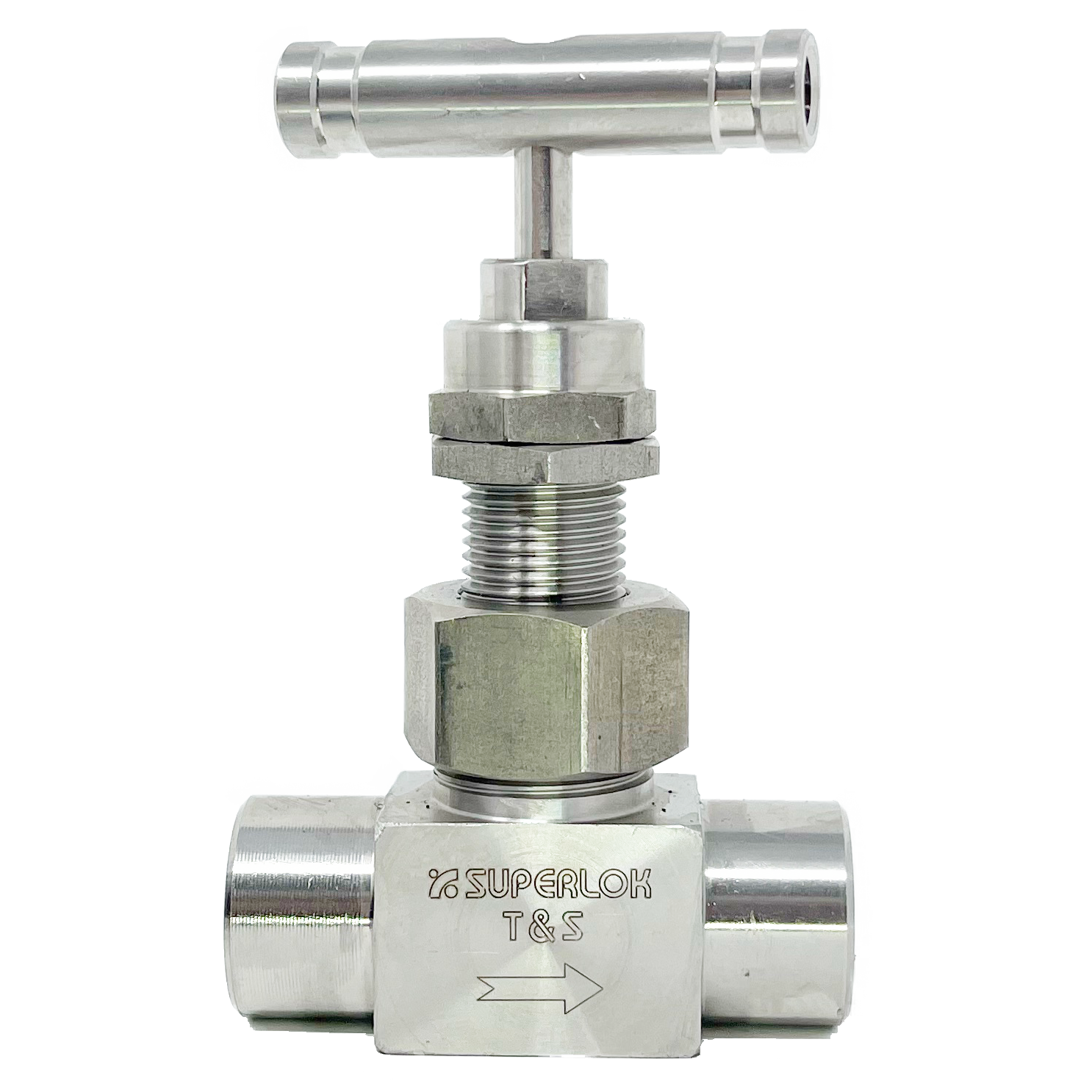 SUNV2-S-6 : Superlok Union Bonnet Needle Valve, 3/8" O.D. Tube, PTFE Packing, Bar Handle, 6000psi