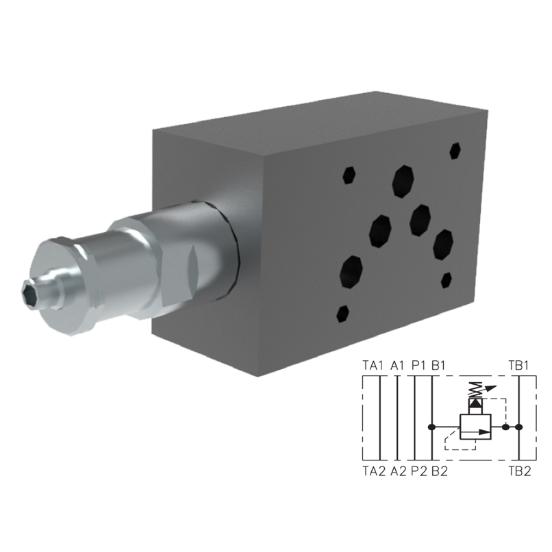 VPN2-10/MB10-16-S-B : Argo Pilot-Op Relief Valve, D05, 40 GPM, 5100psi, Allen Adjust, Relief B to T, Up to 2320psi