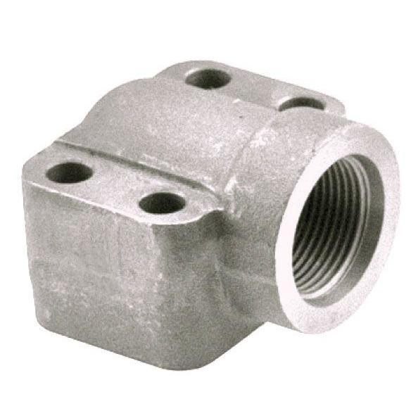 W168-24-24U : AFP Threaded 90-Degree Steel Elbow with O-Ring Groove, 1.5 (1-1/2")  NPTF x 1.5 (1-1/2") Code 61, includes Flange, Bolts, O-Rings